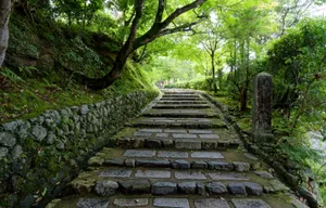 Stairs at the entry to Adashino Nenbutsu-Ji Temple