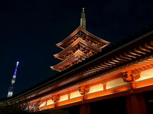 Senso-ji pagoda with Tokyo Sky Tree photobomb